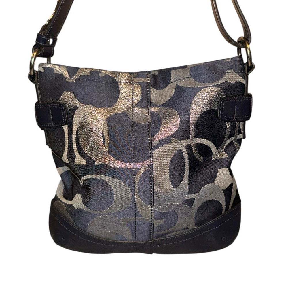 Coach Moto Optic Metallic Chain Signature Jacquard Shoulder Bag - Vintage - Picture 3 of 7